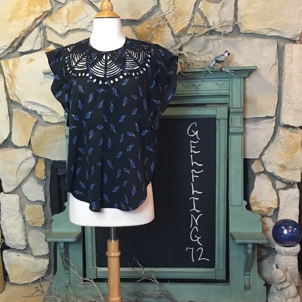 Anthropologie Ranna Gill Flutter Sleeve Blouse